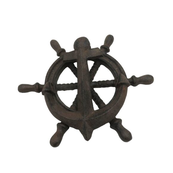 DOOR KNOCKER Rustic Cast Iron Nautical Ship Wheel and Anchor Vintage - Picture 9 of 9
